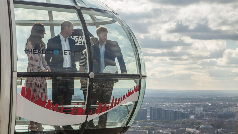 The Duke and Duchess of Cambridge and Prince Harry on the London Eye